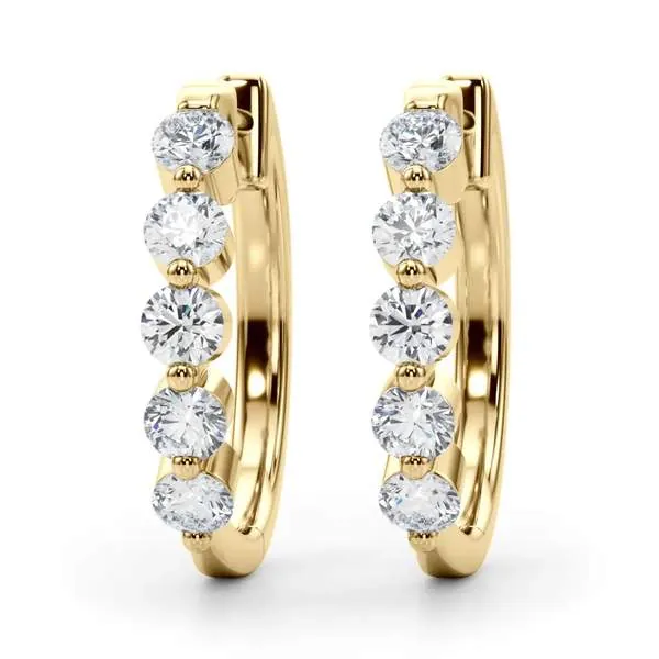 14K Yellow Gold Diamond Hoops 1.00ct